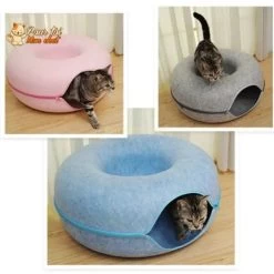 PANIER DE MAISON EN FEUTRE NATUREL POUR CHAT - DONUT4CAT™ 25 PANIER DE MAISON EN FEUTRE NATUREL POUR CHAT - DONUT4CAT™ -Chats Fournitures Magasin 0 Cats House Basket Natural Felt Pet Cat Cave Beds Nest Funny Round Egg Type with Cushion Mat For Small Dogs Puppy Pets Supplies Pour toi Mon chat 1669038595