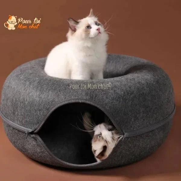 PANIER DE MAISON EN FEUTRE NATUREL POUR CHAT - DONUT4CAT™ 1 PANIER DE MAISON EN FEUTRE NATUREL POUR CHAT - DONUT4CAT™