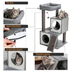 Arbre à Chat XXL Gris à Plusieurs Niveaux Avec Grattoir En Sisal -Chats Fournitures Magasin Arbre a chat XXL gris a plusieurs niveaux avec grattoir en sisal Pour toi Mon chat 1684260536