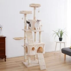 Arbre à Chat XXL Blanc à Plusieurs Niveaux Avec Perchoirs Confortables