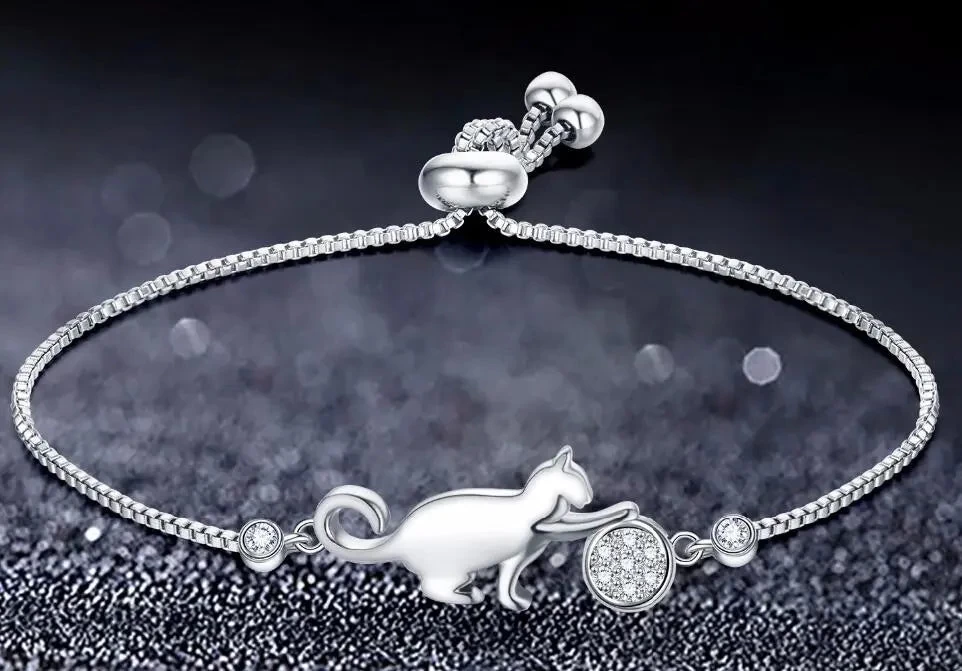 Bracelet De Chat Ajustable En Argent 2 Bracelet De Chat Ajustable En Argent – Image 2