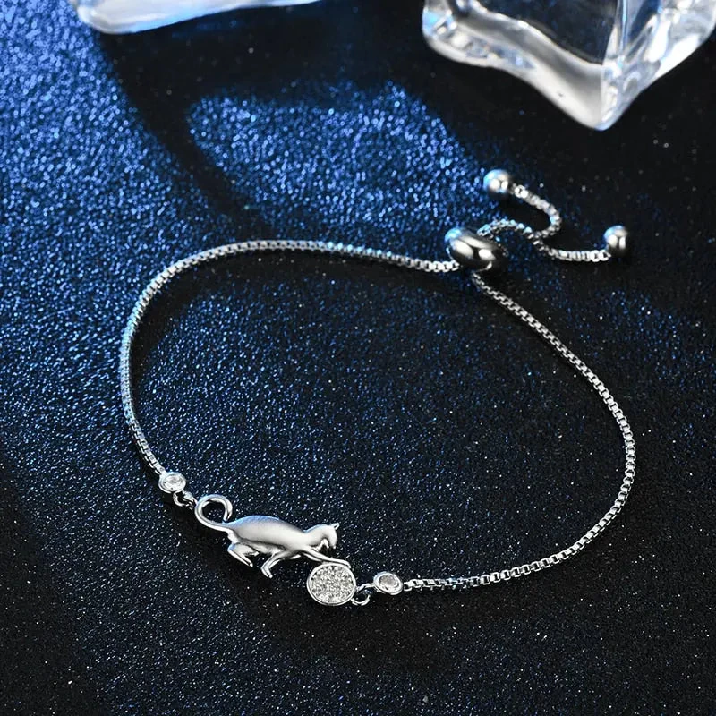 Bracelet De Chat Ajustable En Argent 3 Bracelet De Chat Ajustable En Argent – Image 3