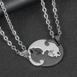 Collier De Couple à Design De Chat En Acier Inoxydable -Chats Fournitures Magasin Collier de couple a design de chat en acier inoxydable Pour toi Mon chat 1680880636