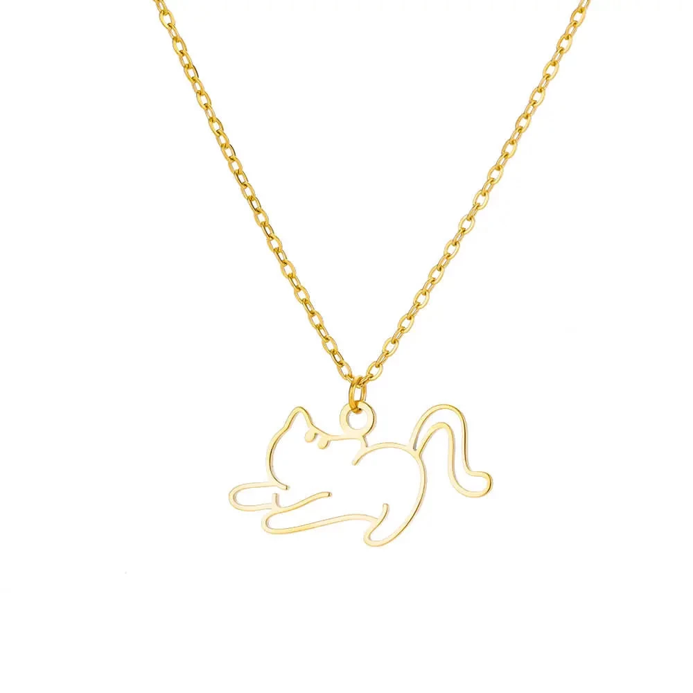 Collier Pendentif Chat Creux Pour Femme 2 Collier Pendentif Chat Creux Pour Femme – Image 2