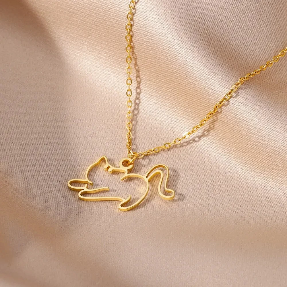 Collier Pendentif Chat Creux Pour Femme 7 Collier Pendentif Chat Creux Pour Femme – Image 7