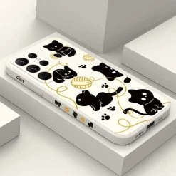 Coque De Téléphone à Enroulement Avec Design De Chat Pour Samsung Galaxy S23