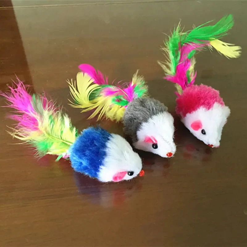 Ensemble De Dix Souris En Peluche Avec Plumes Colorées Pour Chat 3 Ensemble De Dix Souris En Peluche Avec Plumes Colorées Pour Chat – Image 3