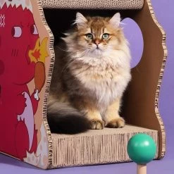 Grattoir Pour Chat à Design De Dragon Rouge En Papier Ondulé