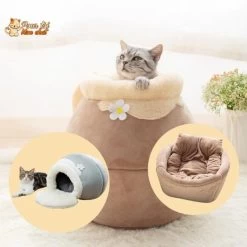 Niche Original En Forme De Vase - Joli Vase™ -Chats Fournitures Magasin Joli Vase 3 en 1 Lit Coussin Niche Pour toi Mon chat 1628731833