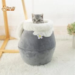 Niche Original En Forme De Vase - Joli Vase™ -Chats Fournitures Magasin LIT POT A MIEL 3 en 1 Lit Pot a miel Coussin Niche Chat Pour toi Mon chat 1627023188