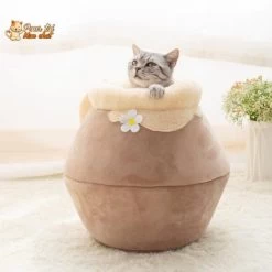 Niche Original En Forme De Vase - Joli Vase™ -Chats Fournitures Magasin LIT POT A MIEL 3 en 1 Lit Pot a miel Coussin Niche Chat Pour toi Mon chat 1627023198