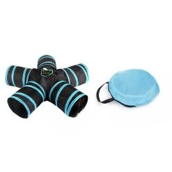 Tunnel De Jeu Pliable Bleu Et Noir En Forme D'étoile à Cinq Entrées Pour Chat -Chats Fournitures Magasin Tunnel de jeu pliable bleu et noir en forme d etoile a cinq entrees pour chat Pour toi Mon chat 1687372767945